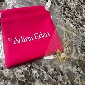 Adina Eden pave outlined baguette solitaire pendant necklace